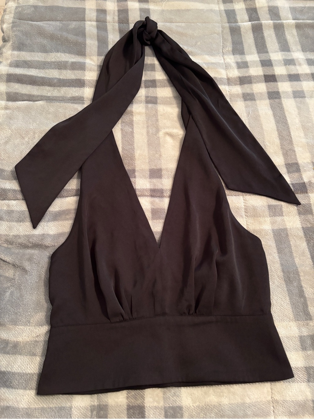 Banana Republic Black Halter Neck Tie-Back Crop Top